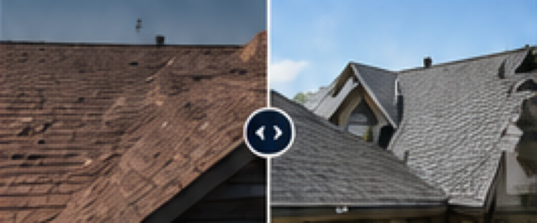 Roof replacement before and after